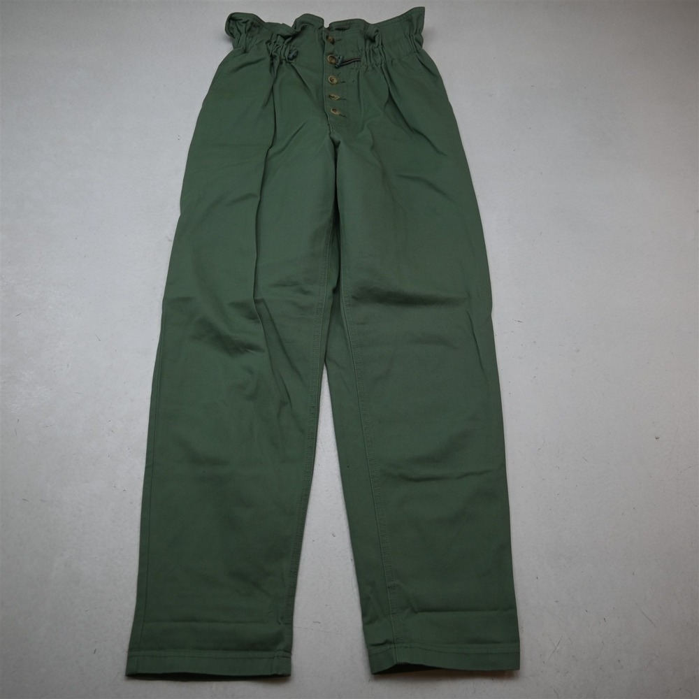 Buckle XS Green Button Fly Stretch Waist Pleated Casual Chino Womens Pants